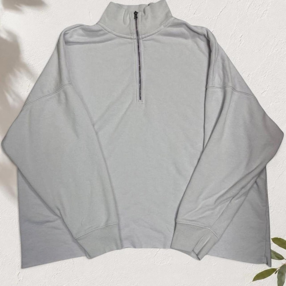 Aerie Lavender Quarter Zip Sweatshirt Oversized Pullover Large Lavender Purple